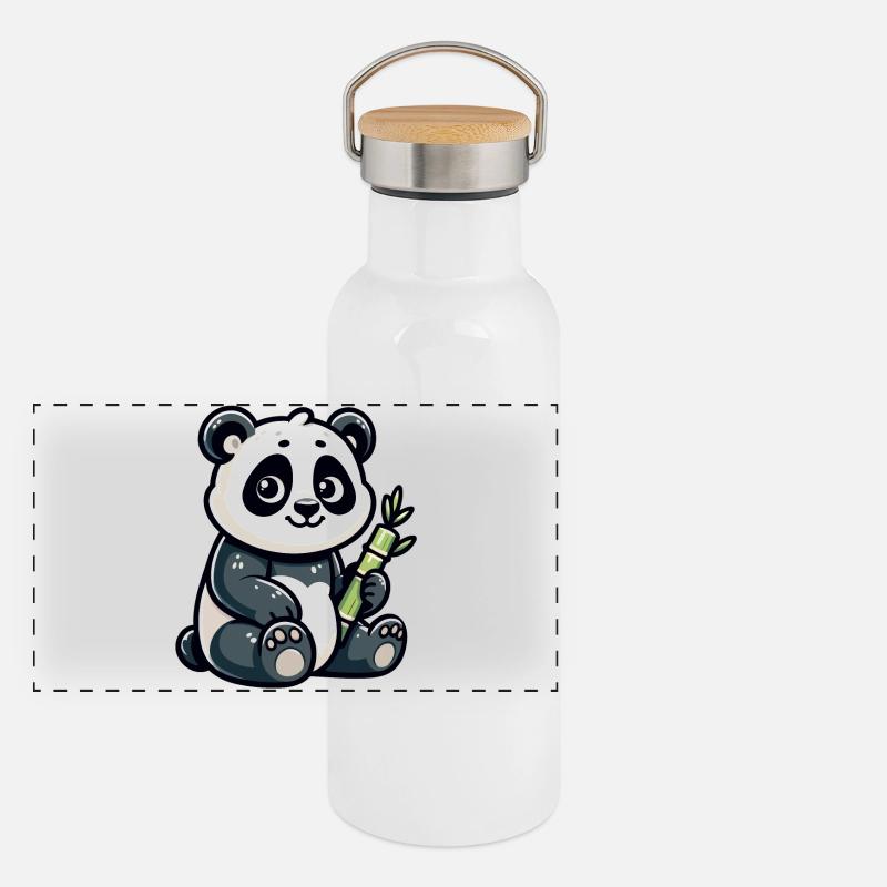 Bamboo Buddy: The Content Panda Panoramic Thermal Bottle with Bamboo Lid