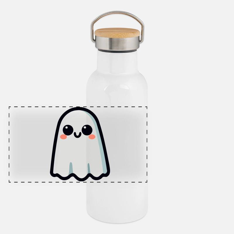 Mignon et macabre : le sympathique fantôme Gourde isotherme avec bouchon en bambou