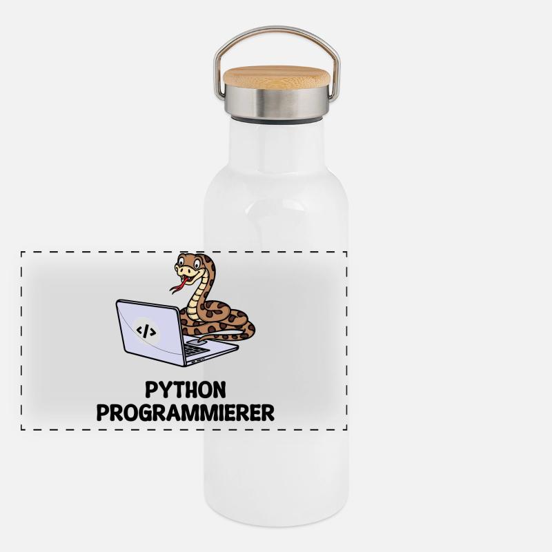 Programmierer Computer Code Developer Statement Panorama Thermosflasche mit Bambusdeckel