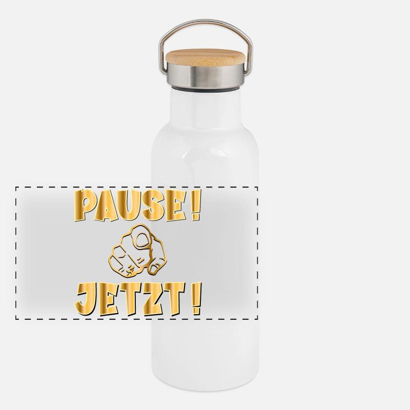 PAUSE JETZT Panorama Thermosflasche mit Bambusdeckel