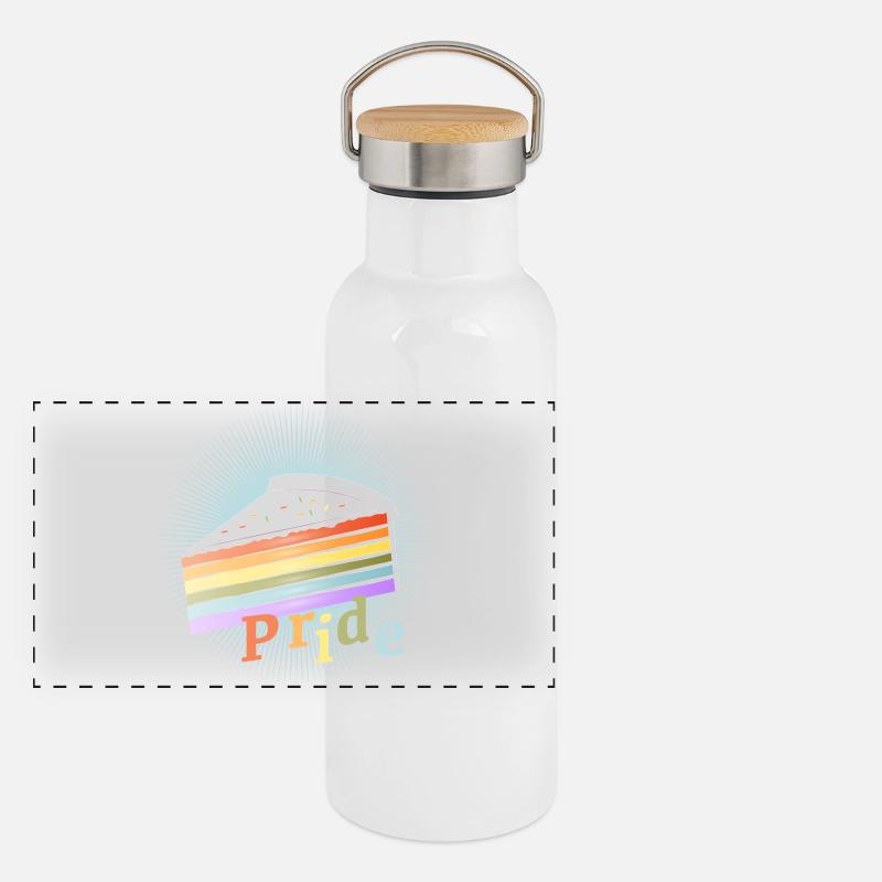 Morceau de gâteau arc-en-ciel aux couleurs pastel délicates Gourde isotherme avec bouchon en bambou