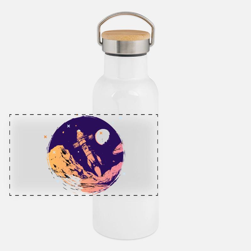 fusée espace école de l’espace début Allez nerd de l’espace Gourde isotherme avec bouchon en bambou