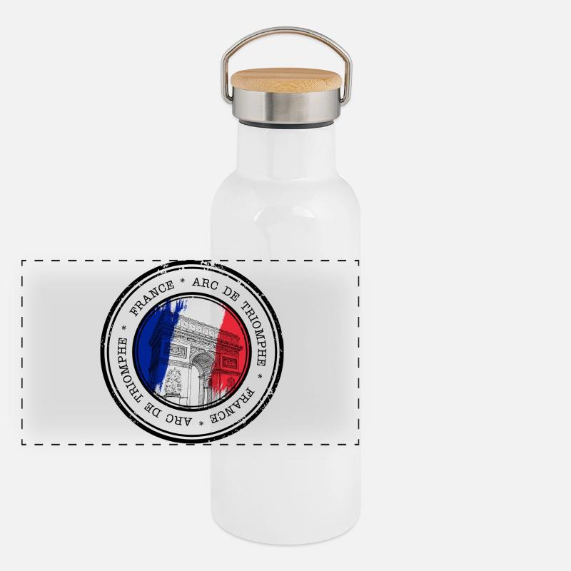 Arc de Paris Cercle Tricolore Gourde isotherme avec bouchon en bambou