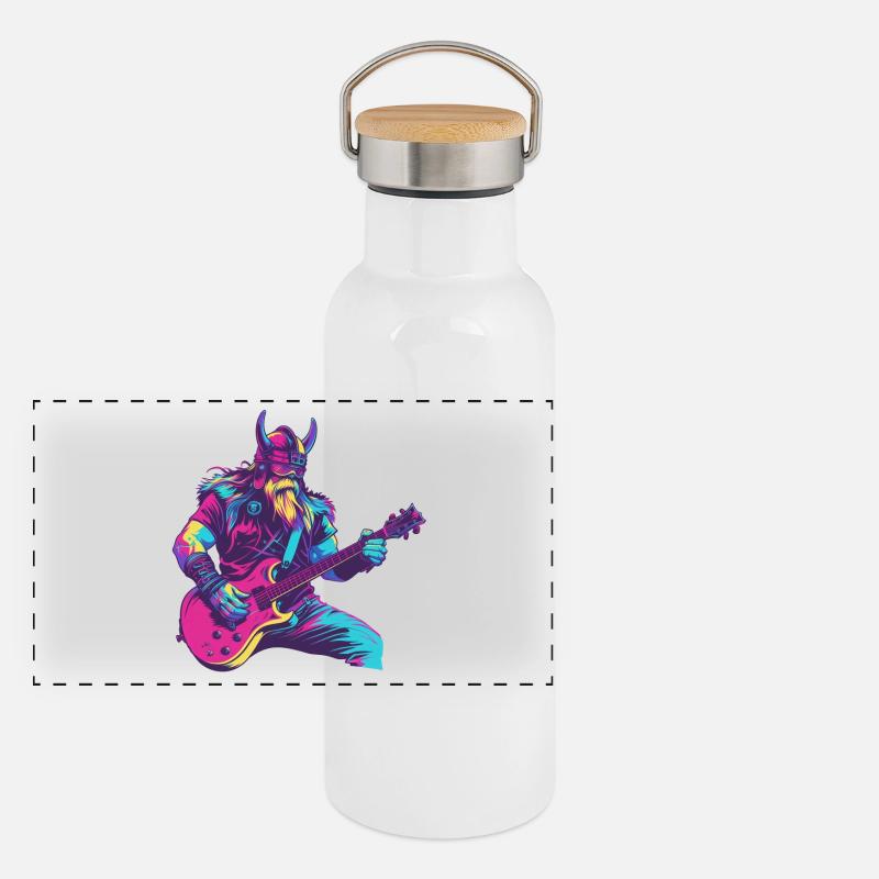 Schwerer Wikinger Panorama Thermosflasche mit Bambusdeckel