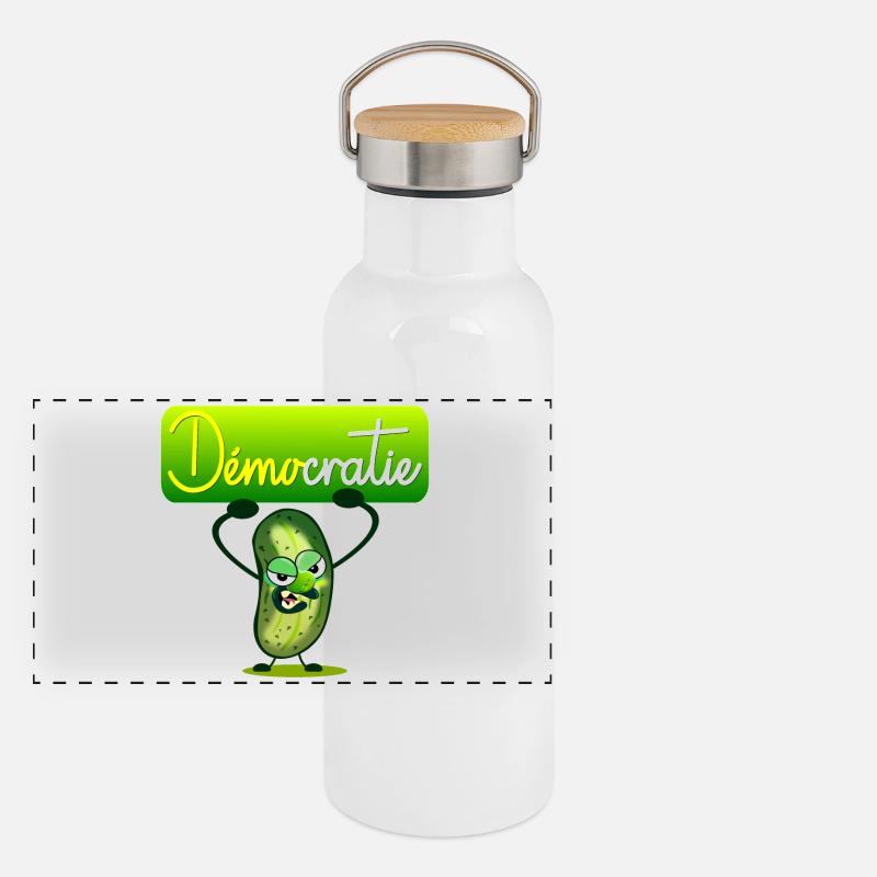 Démocratie Cornichons Gourde isotherme avec bouchon en bambou