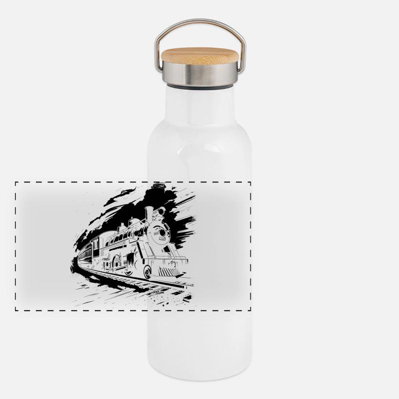 Chemin de fer Gourde isotherme avec bouchon en bambou