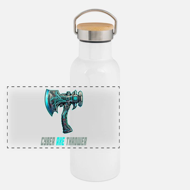 Cyber Axtwerfen Axt Sport Design Panorama Thermosflasche mit Bambusdeckel