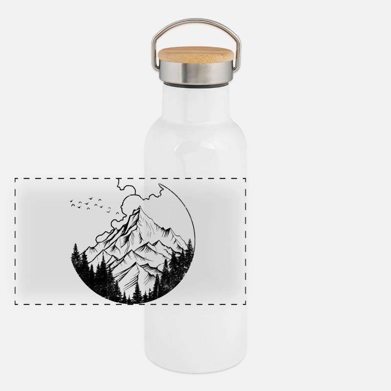 Panorama Thermosflasche mit Bambusdeckel