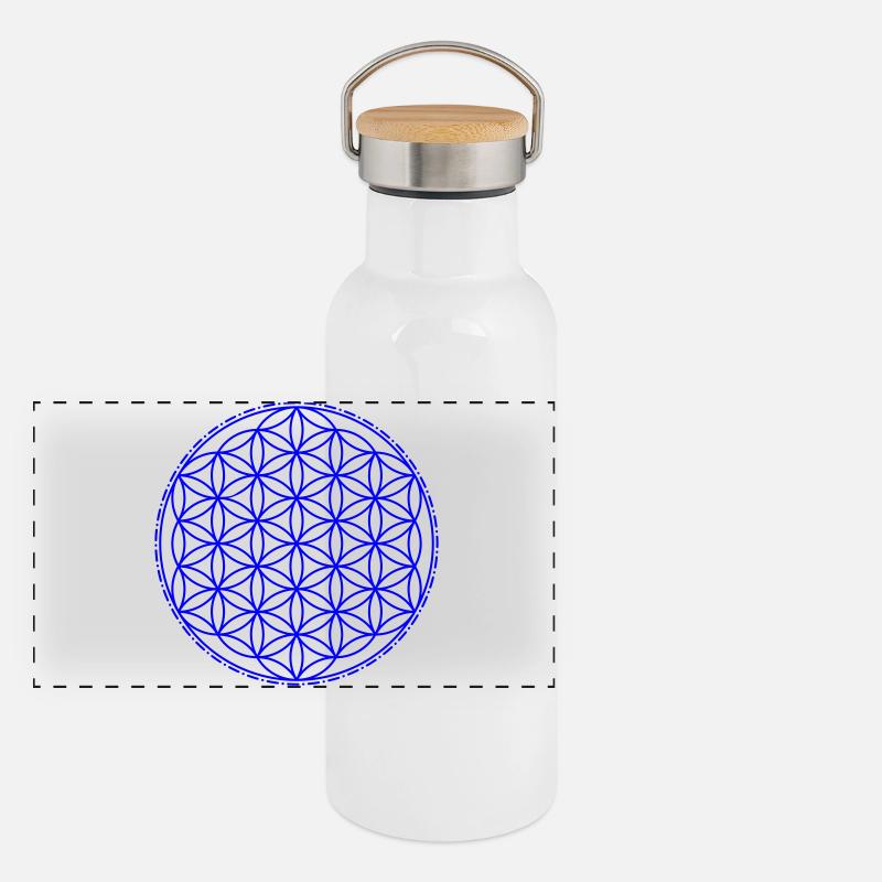 Fleur de vie | Couleur changeante Gourde isotherme avec bouchon en bambou