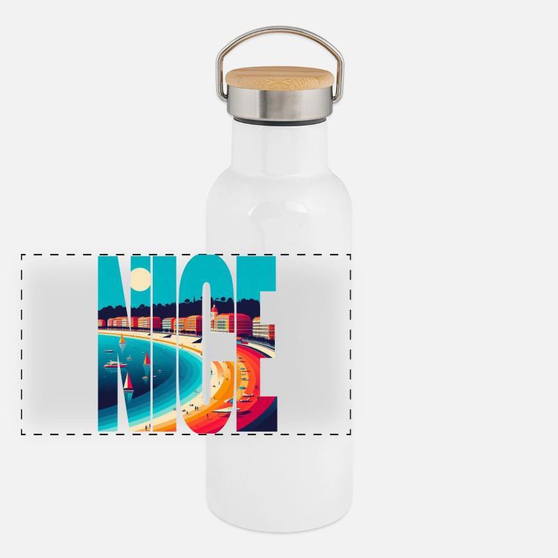 Schöne, farbenfrohe Panoramabilder Panorama Thermosflasche mit Bambusdeckel