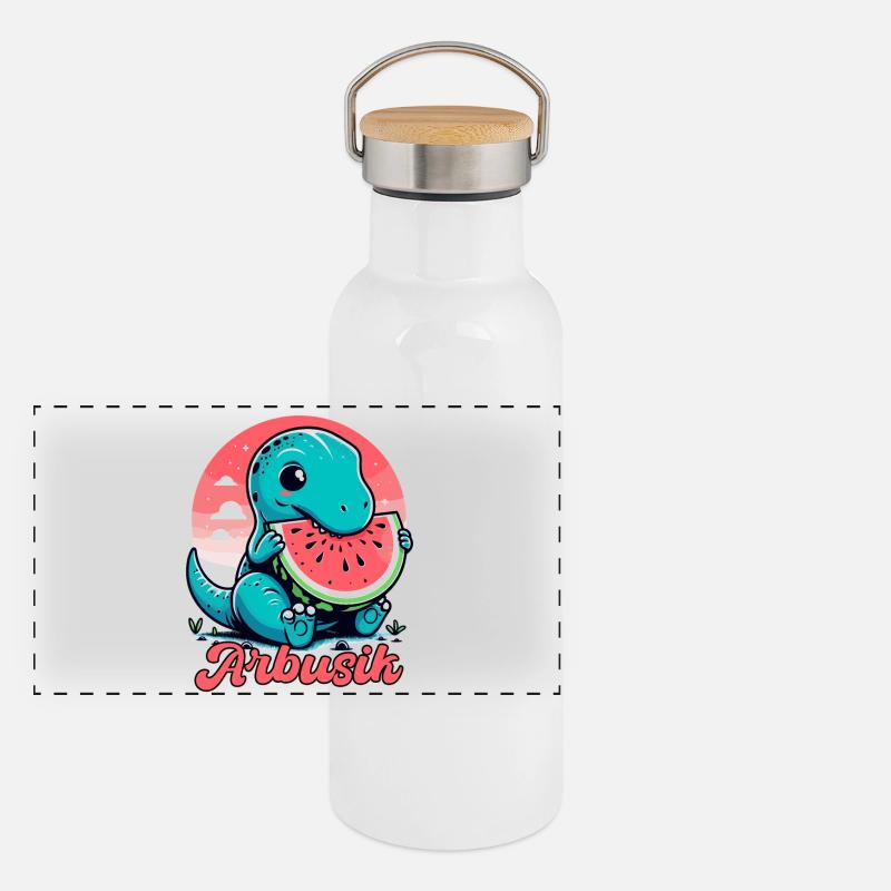 Mignon T-Rex Pastèque Arbusik Cadeau Gourde isotherme avec bouchon en bambou