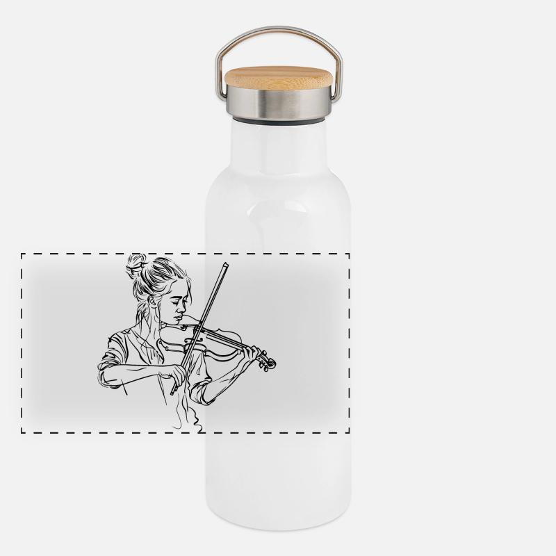 Fiddle Girl Drawing Panoramic Thermal Bottle with Bamboo Lid