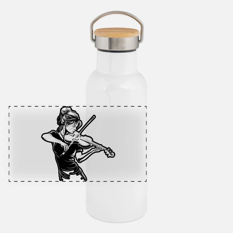 Fiddle Girl Drawing Panoramic Thermal Bottle with Bamboo Lid