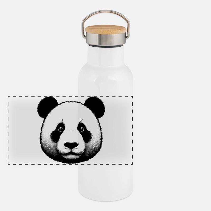 Panda Gourde isotherme avec bouchon en bambou