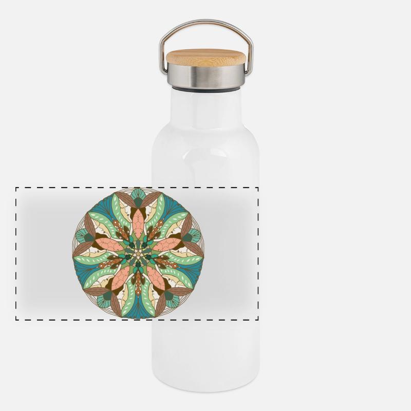 Fisch und Mond (Version II) Panorama Thermosflasche mit Bambusdeckel