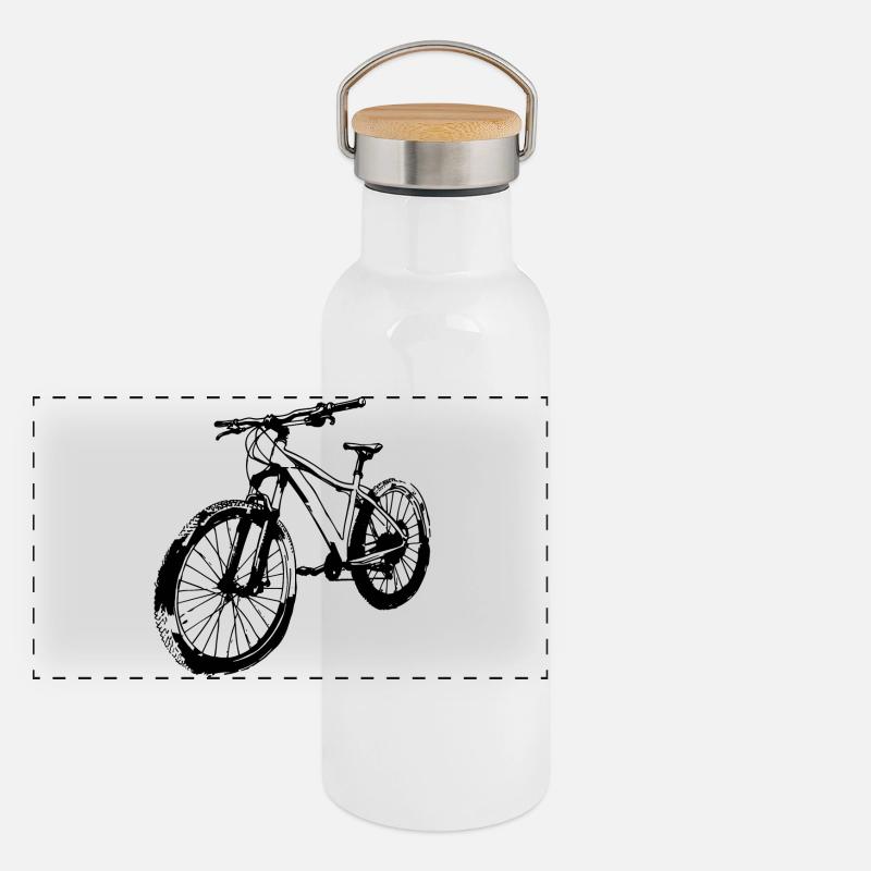 Dessin cycliste Gourde isotherme avec bouchon en bambou
