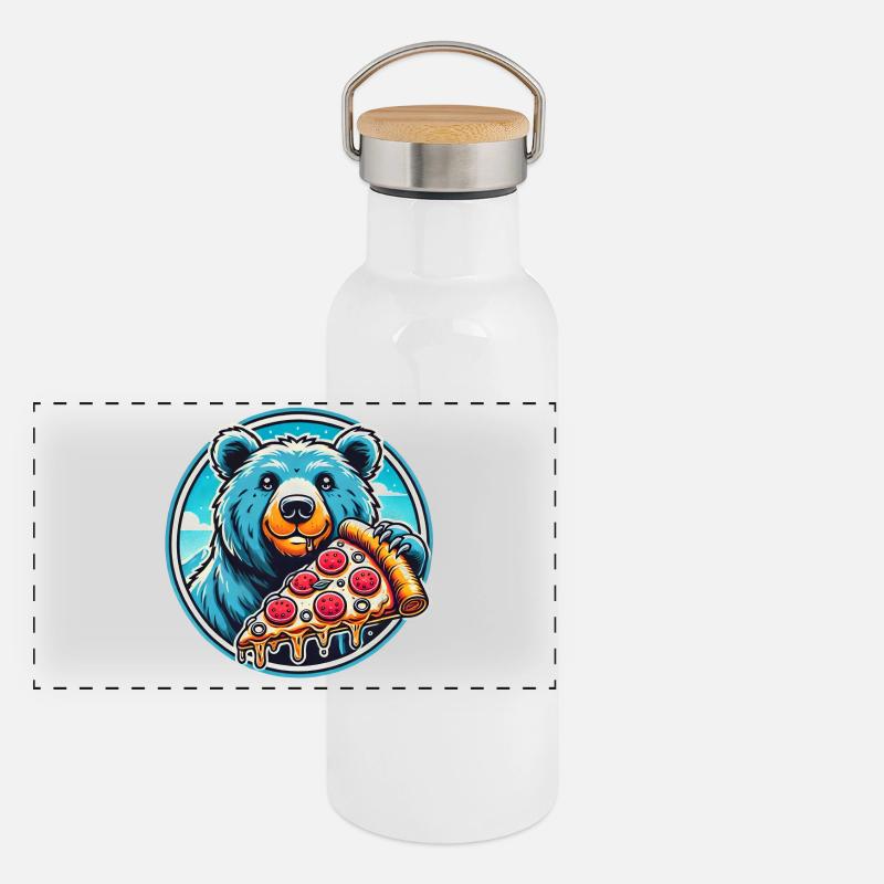 Pizza Bär Design Panorama Thermosflasche mit Bambusdeckel