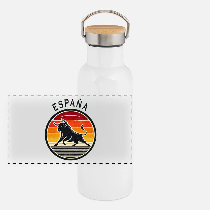 Spain España Panoramic Thermal Bottle with Bamboo Lid