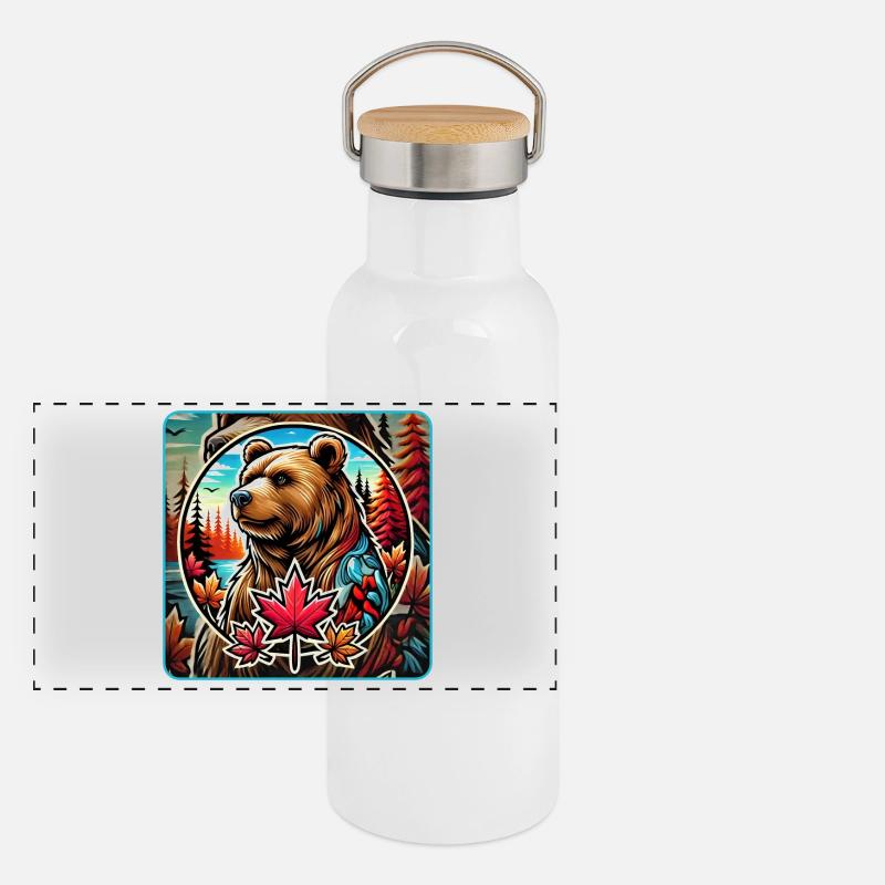 Canada bear nature design Panoramic Thermal Bottle with Bamboo Lid