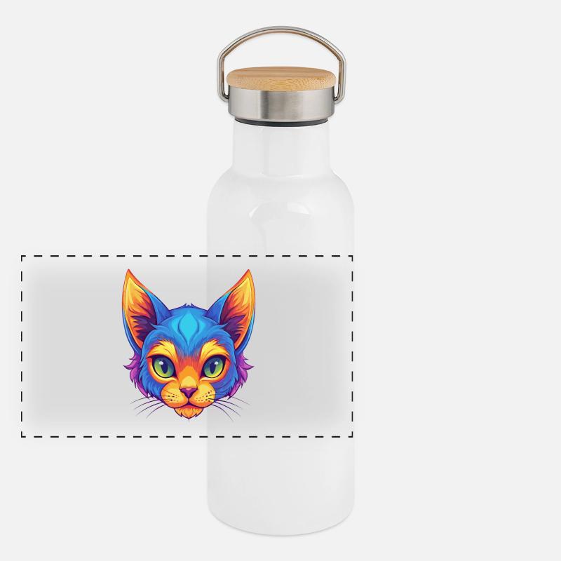 Pixie Bob Cat Breed Cartoon Kawaii Animal Pet Panoramic Thermal Bottle with Bamboo Lid