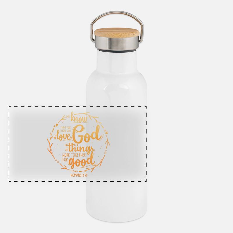 For those who love God - Romans 8:28 Panorama Thermosflasche mit Bambusdeckel