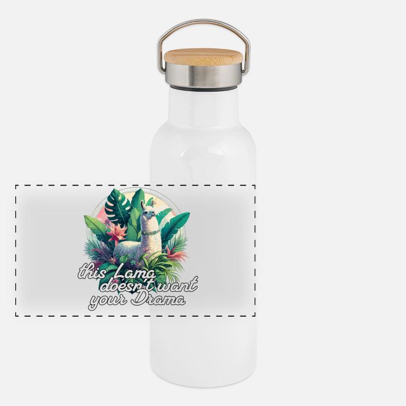 Llama Drama Positive Optimism Gift Panoramic Thermal Bottle with Bamboo Lid
