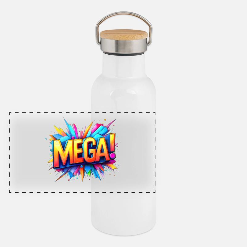 mega 3d text colorful Panoramic Thermal Bottle with Bamboo Lid