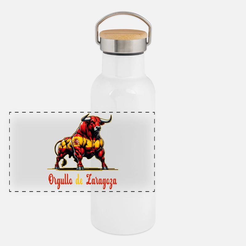 Design du drapeau Pride Zaragoza Gourde isotherme avec bouchon en bambou