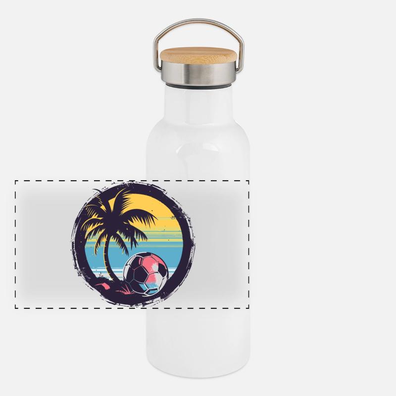 Soccer Drawing Panoramic Thermal Bottle with Bamboo Lid