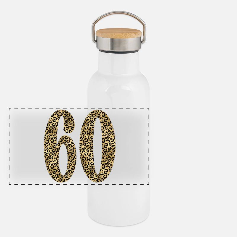 60e anniversaire - Numéro 60 Imprimé léopard Gourde isotherme avec bouchon en bambou