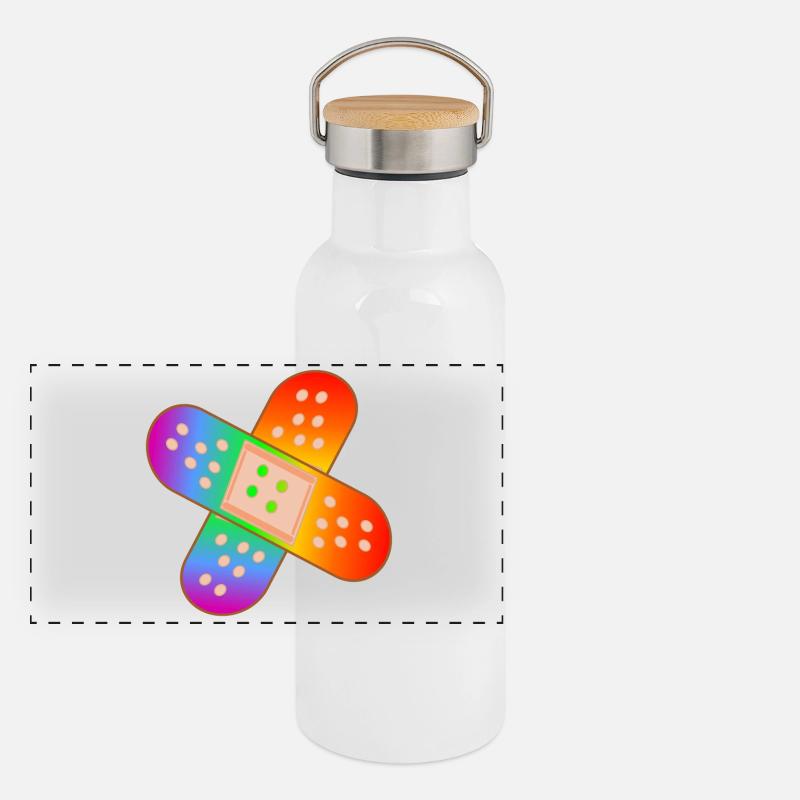 REGENBOGEN PFLASTER Panorama Thermosflasche mit Bambusdeckel