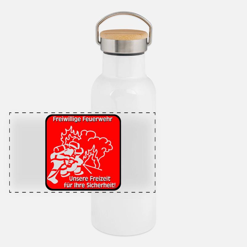 Pompiers volontaires , Chemise , Sécurité (25) Gourde isotherme avec bouchon en bambou