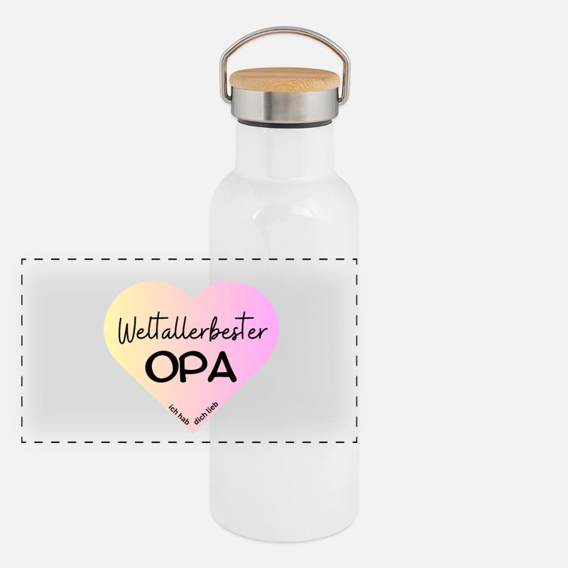 Weltallerbester Opa- Ich hab dich lieb! Panorama Thermosflasche mit Bambusdeckel