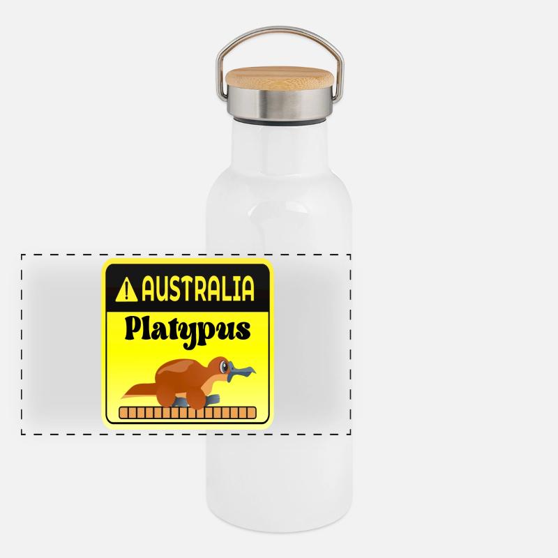 Australien Schnabeltier-Warnung - Säugetiere Panorama Thermosflasche mit Bambusdeckel
