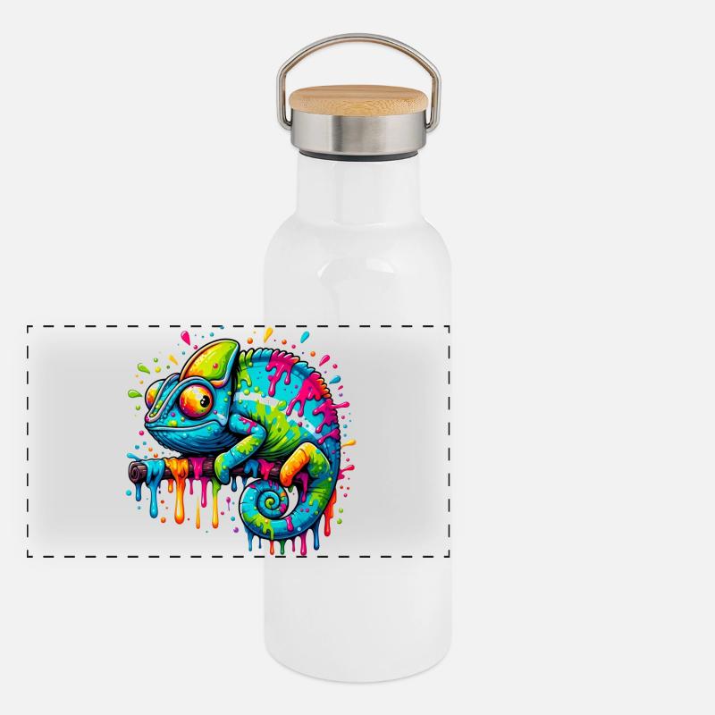 Caméléon Gourde isotherme avec bouchon en bambou