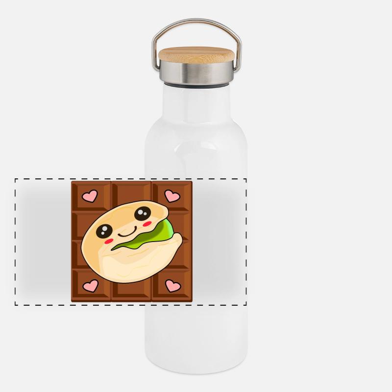 KAWAII CHOCOLAT PISTACHE Gourde isotherme avec bouchon en bambou