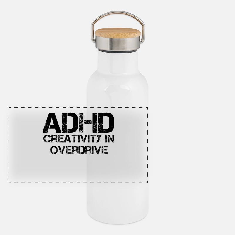 TDAH - Gourde isotherme avec bouchon en bambou - blanc