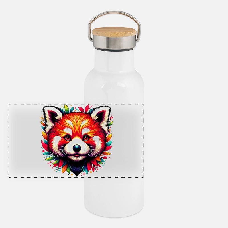 Red panda Panoramic Thermal Bottle with Bamboo Lid