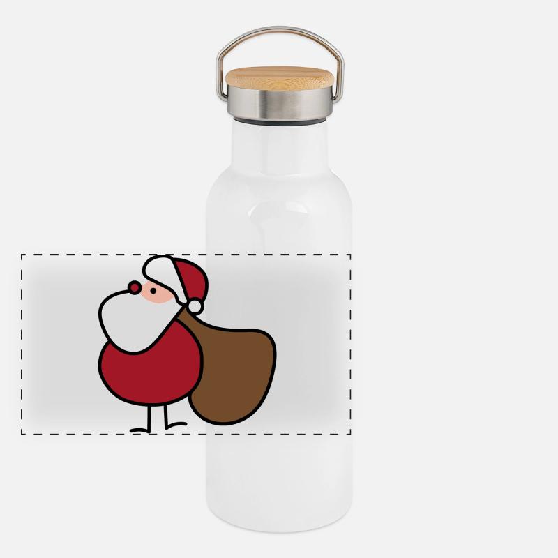 Weihnachtsmann Panorama Thermosflasche mit Bambusdeckel