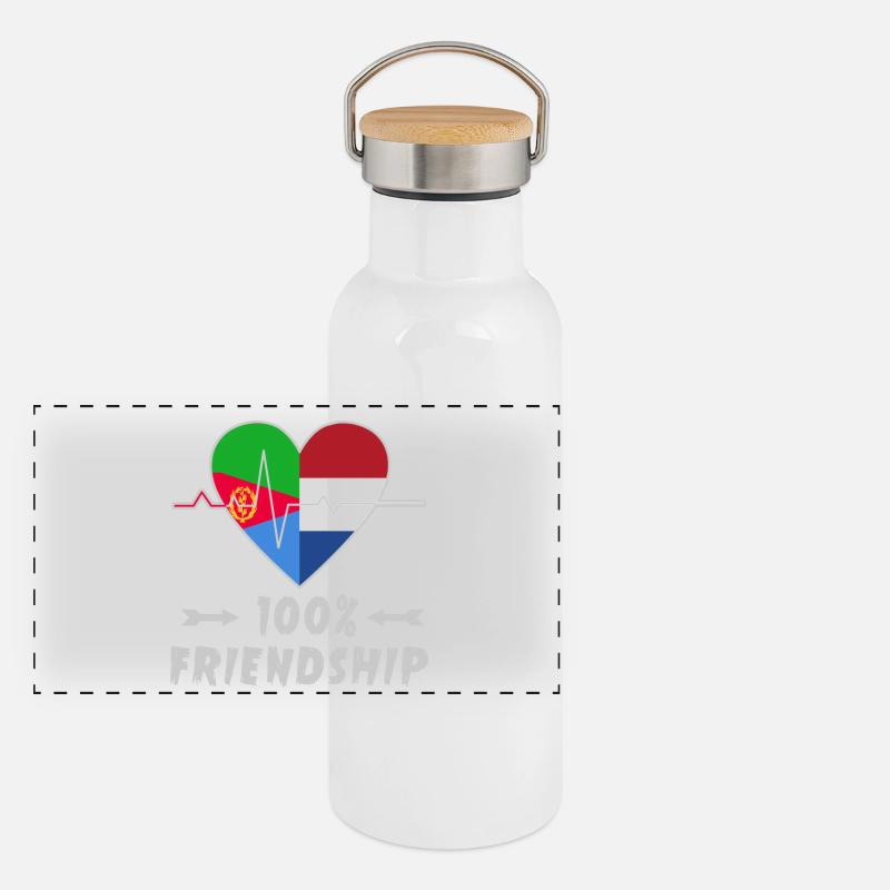 Eritrea and Netherlands 100% friendship Panoramic Thermal Bottle with Bamboo Lid