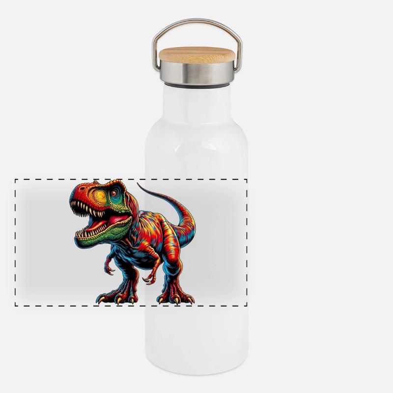 Dinosaurier Panorama Thermosflasche mit Bambusdeckel
