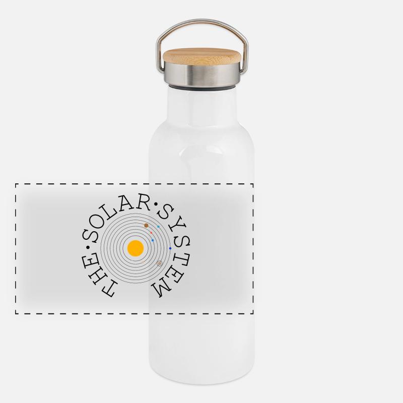 Le système solaire (noir) Gourde isotherme avec bouchon en bambou