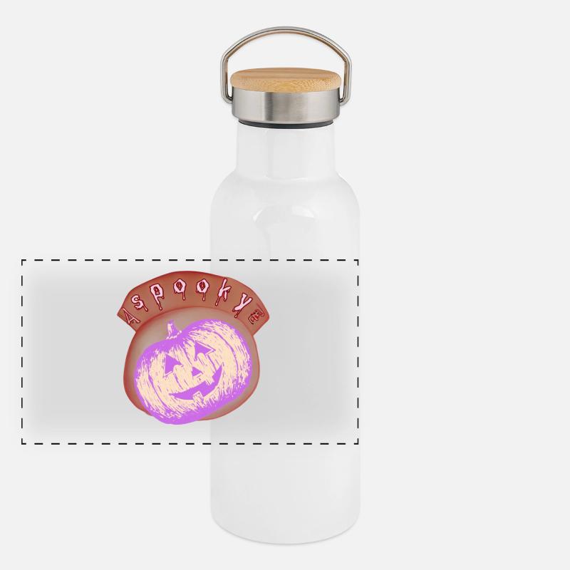 Lilac Halloween Bright Pumpkin Panoramic Thermal Bottle with Bamboo Lid