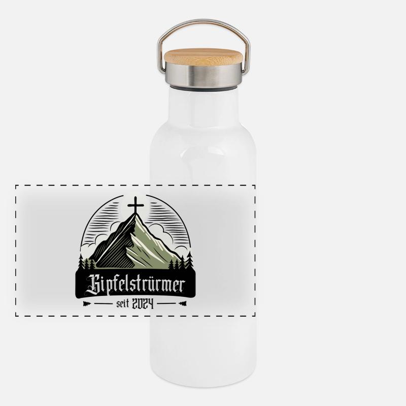 Gipfelwanderer - Bergsteiger 2024 Panorama Thermosflasche mit Bambusdeckel