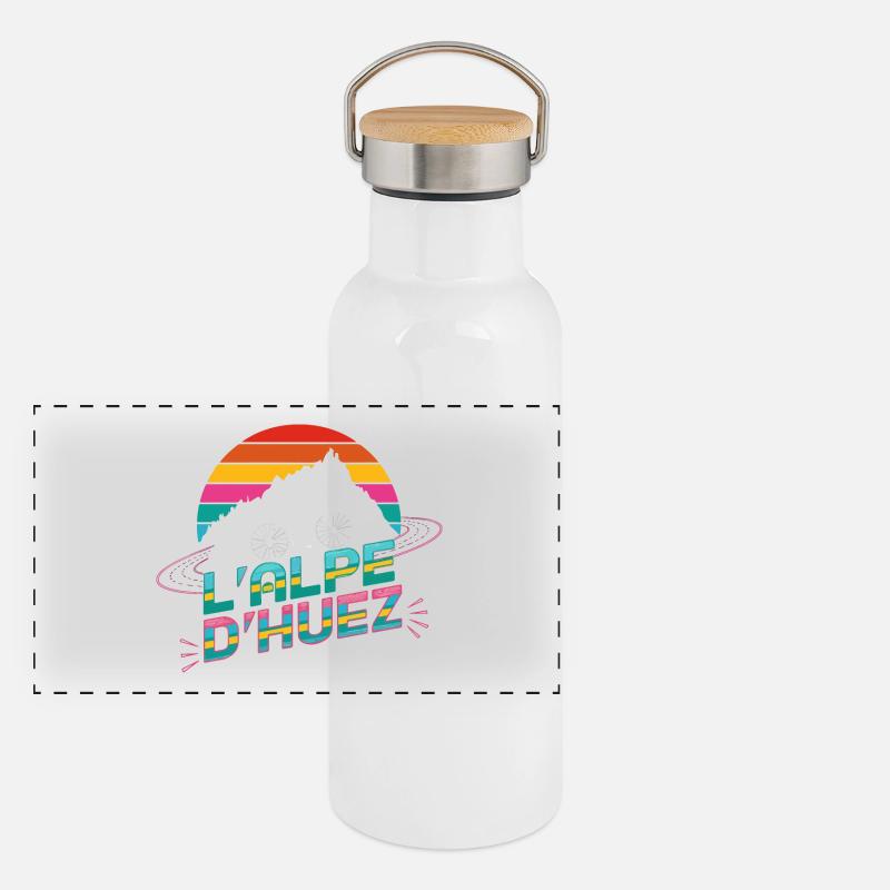 Alpe d’Huez Cycling Design Panoramic Thermal Bottle with Bamboo Lid