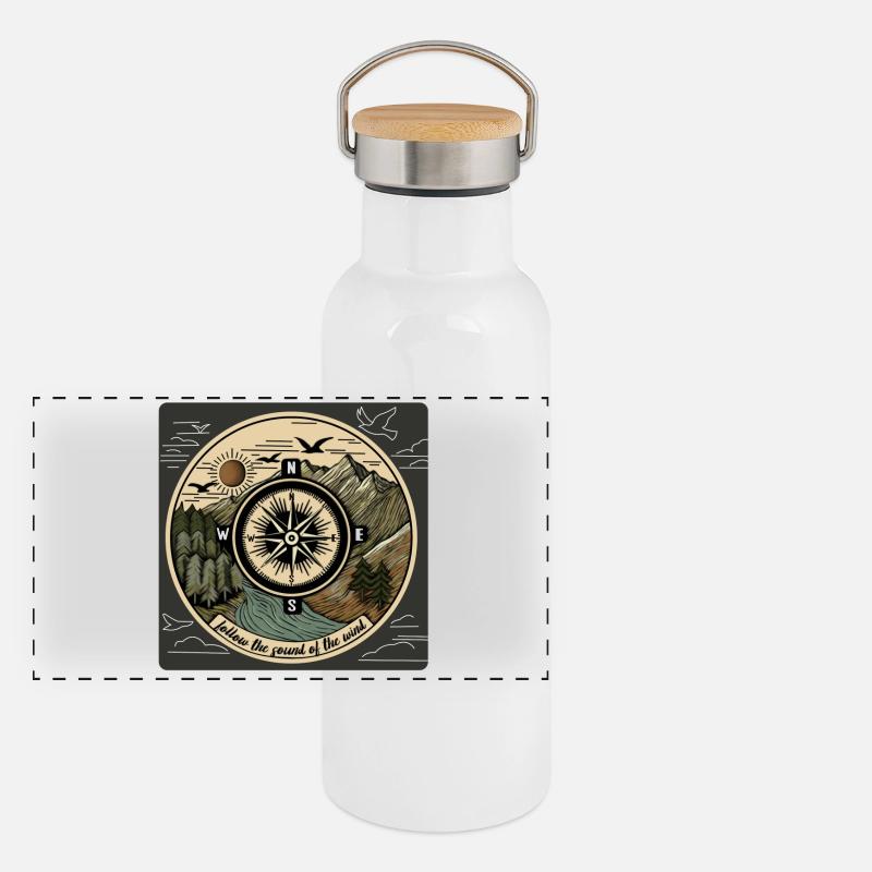 Suivez le son du vent – Conception de la boussole Nature Gourde isotherme avec bouchon en bambou