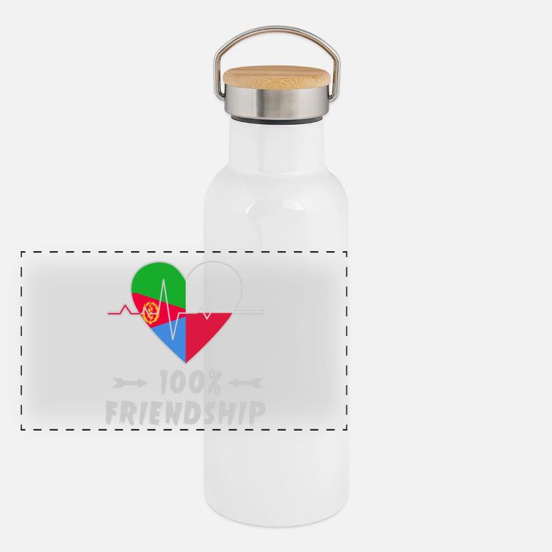 Eritrea und Polen 100% Freundschaft Panorama Thermosflasche mit Bambusdeckel