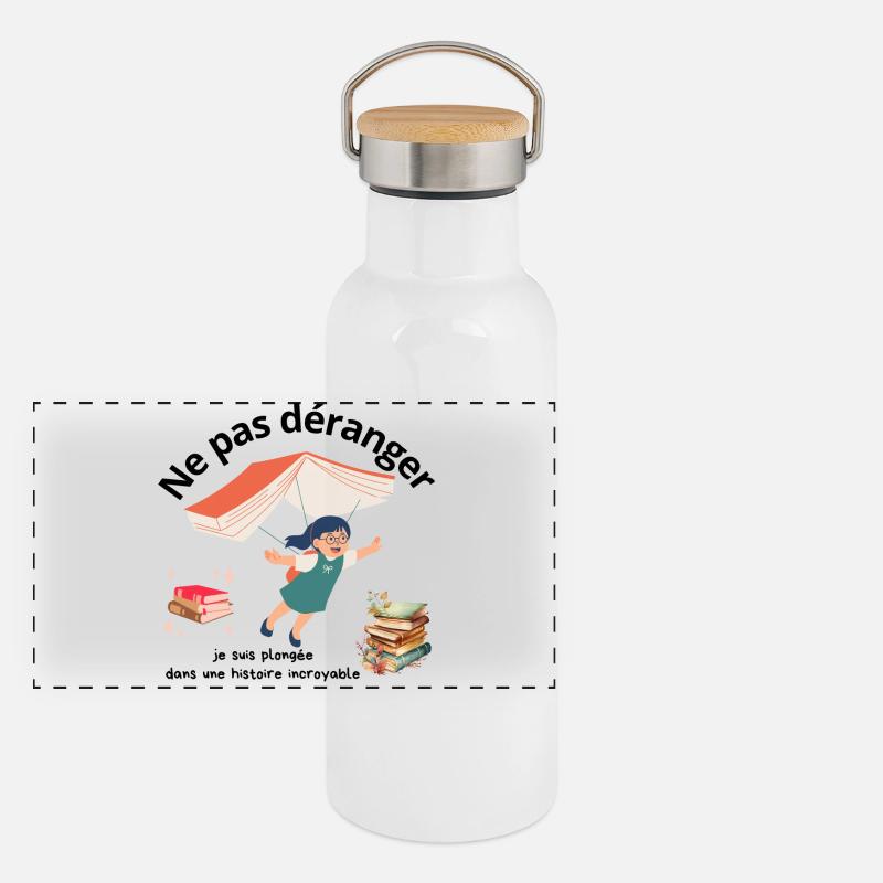 Ne pas déranger lecture Gourde isotherme avec bouchon en bambou