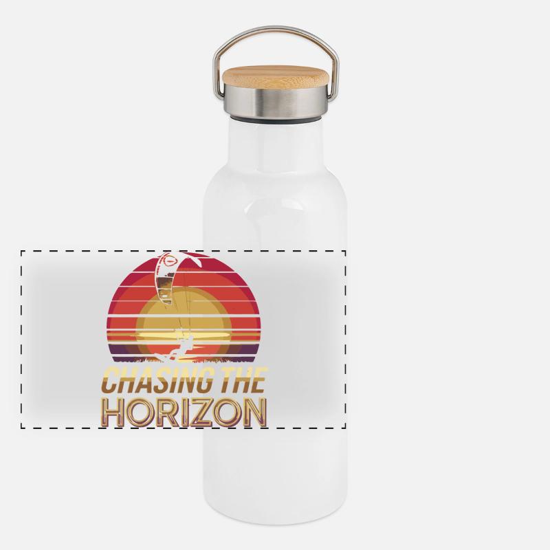 Sunset Kite Surfer Design Panoramic Thermal Bottle with Bamboo Lid