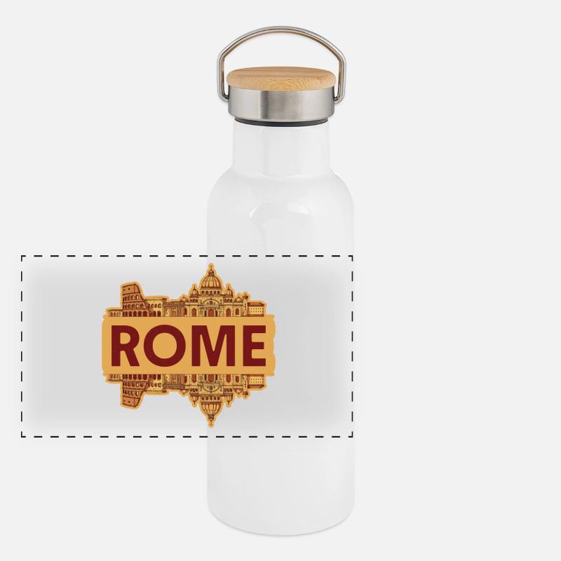 Rome Italy Skyline Panoramic Thermal Bottle with Bamboo Lid